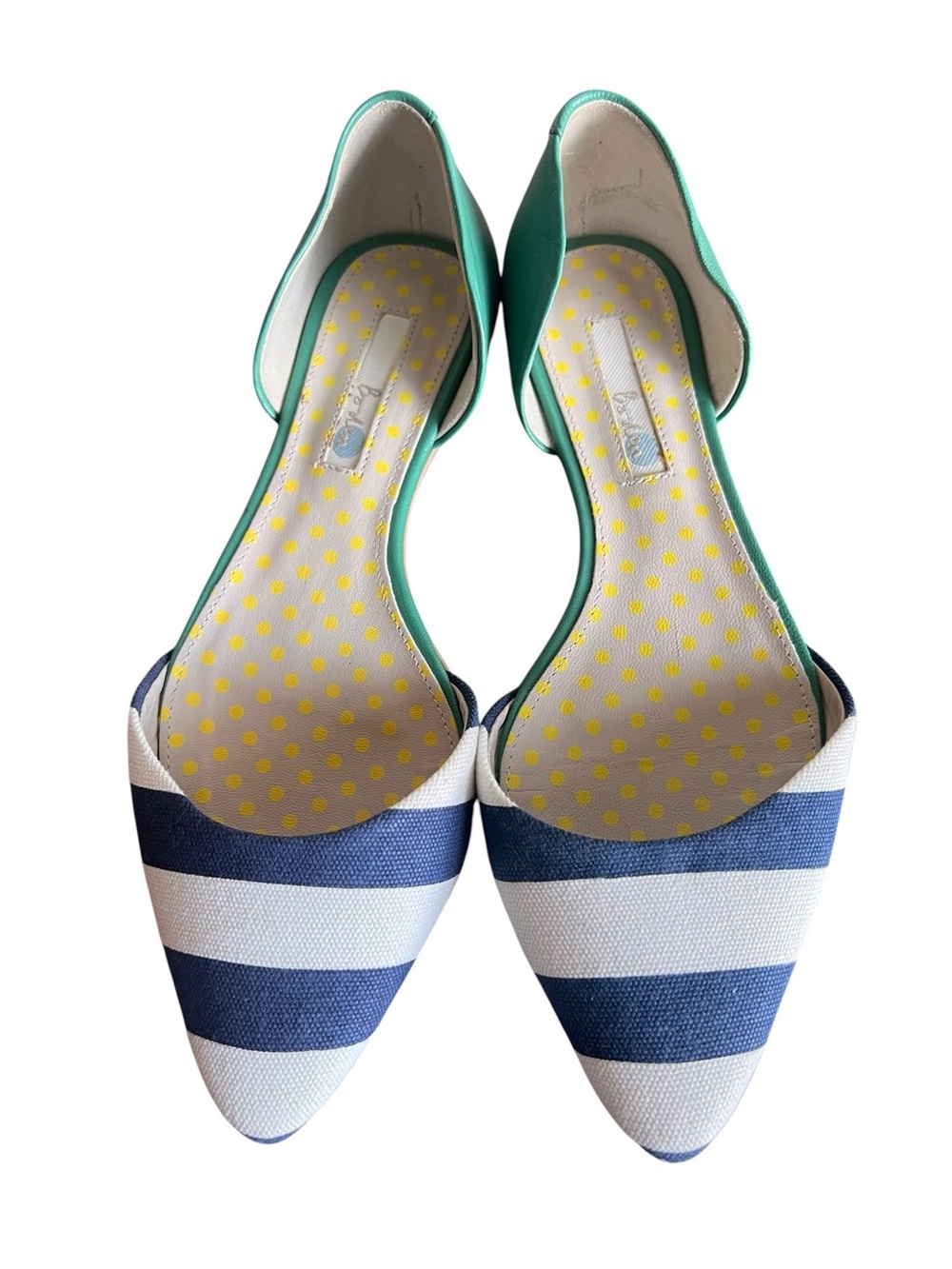 Boden Womens EU 39 US 8/8.5 D’Orsay Flats Navy White Nautical Stripe Pointed Toe